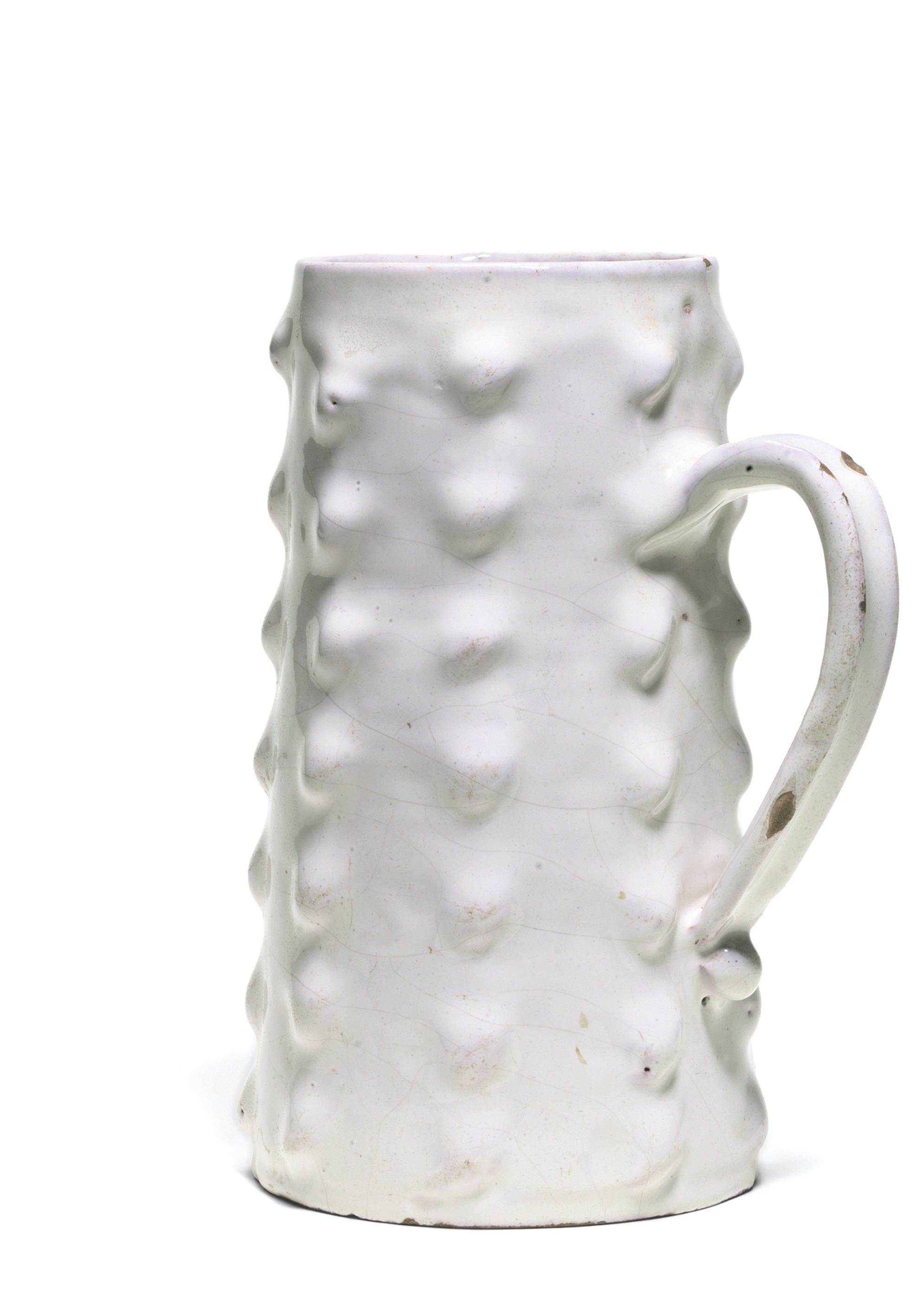 A LONDON DELFT WHITE TAPERING CYLINDRICAL MUG