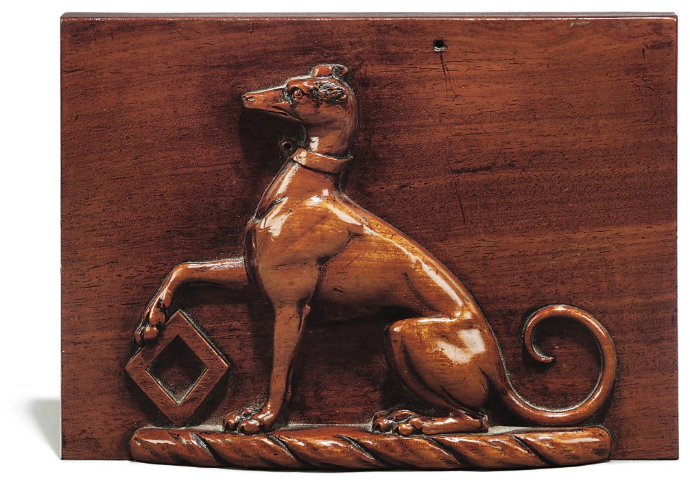 A REGENCY MAHOGANY ARMORIAL TABLET