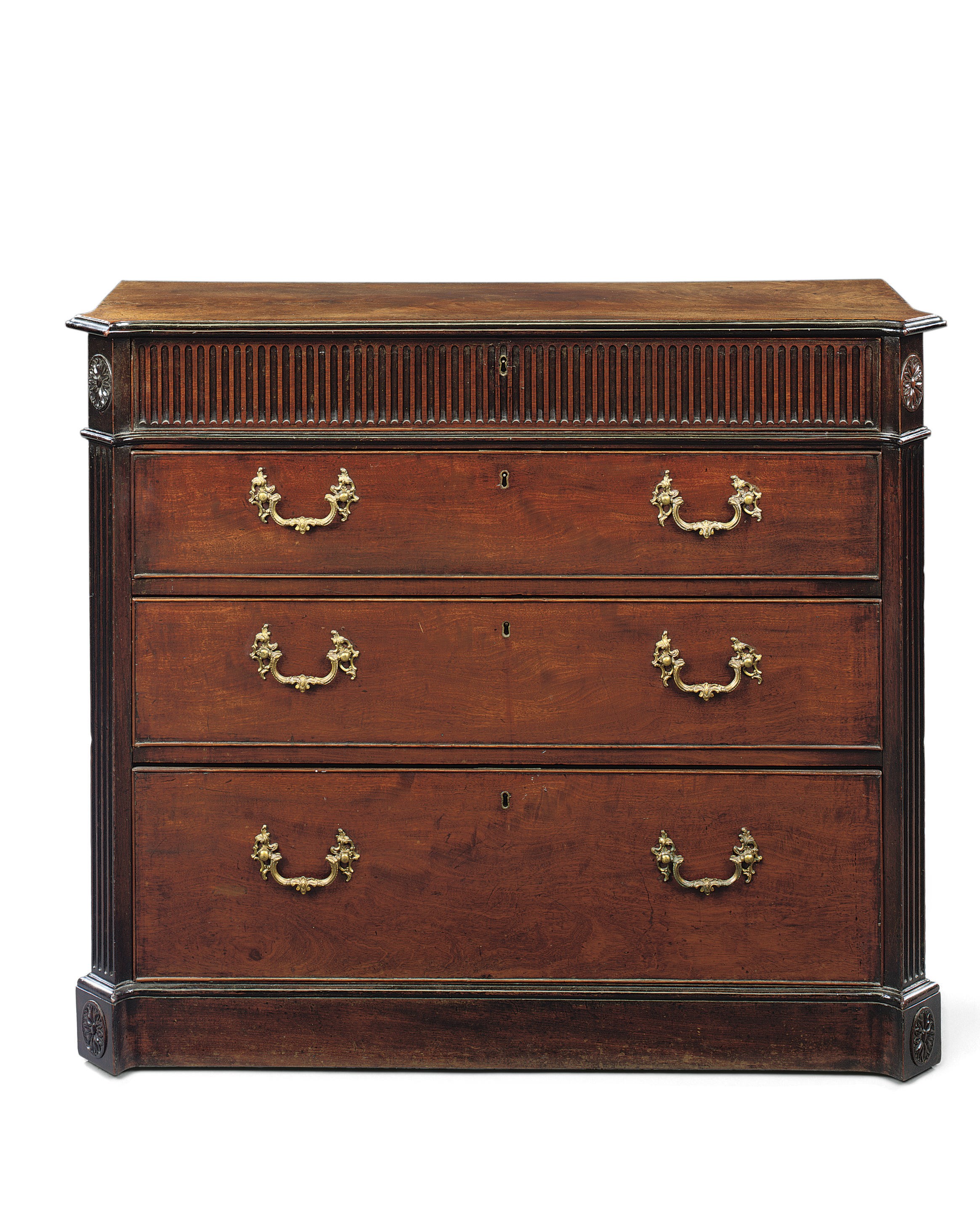 A GEORGE III EBONISED AND MAHOGANY CHEST