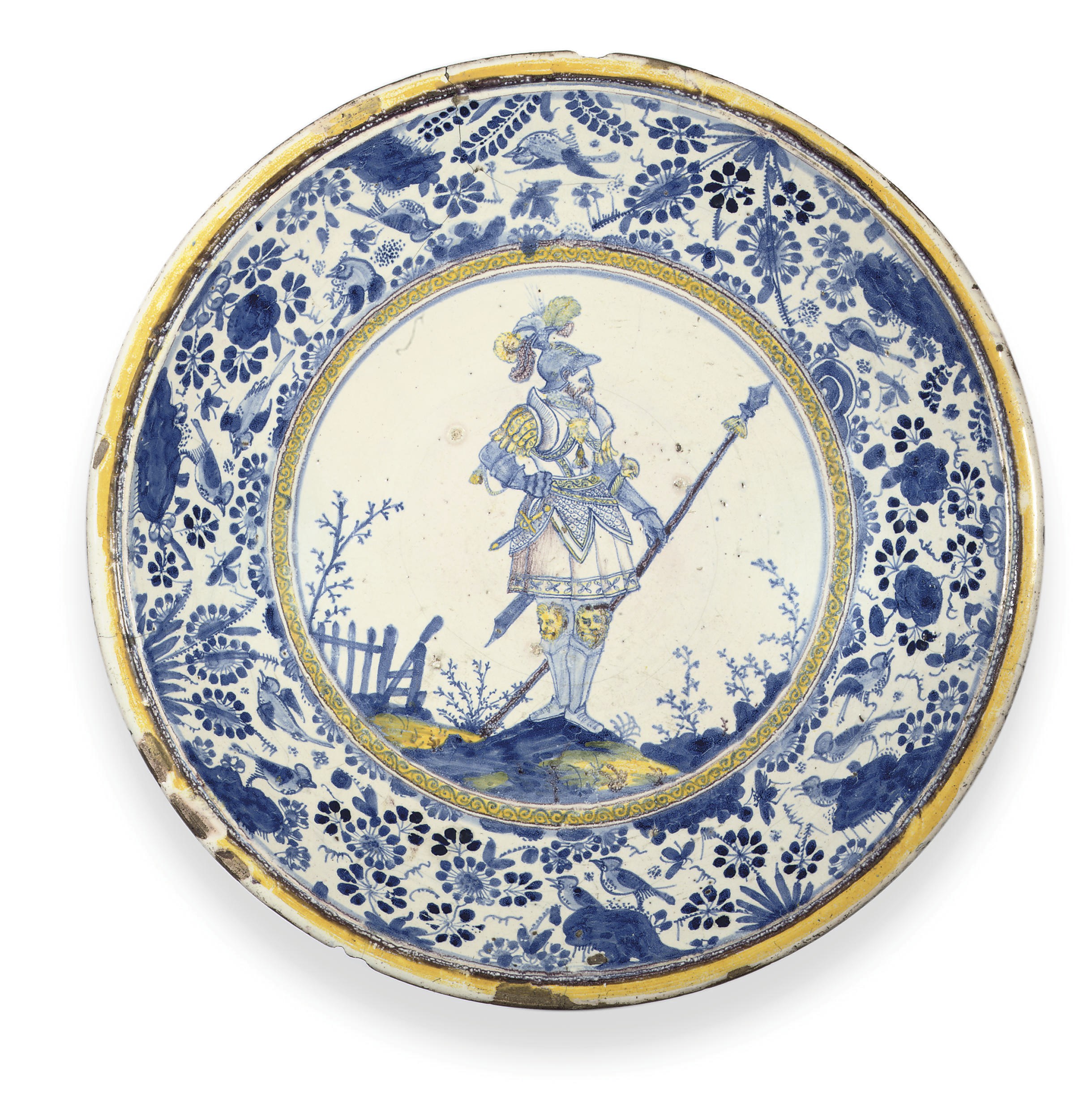 A SOUTHWARK DELFT POLYCHROME CHARGER