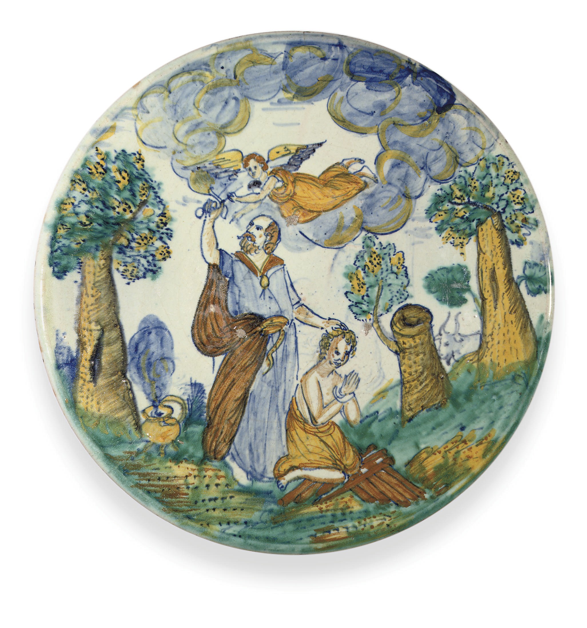 A LONDON DELFT POLYCHROME DISH