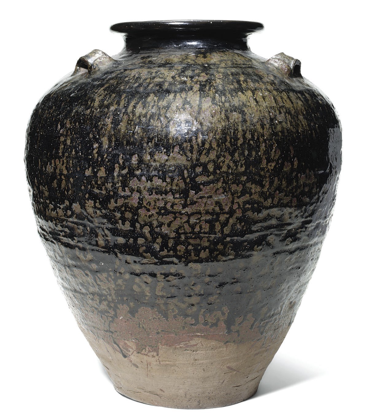 A SOUTH EAST ASIAN STONEWARE OVIFORM STORAGE JAR