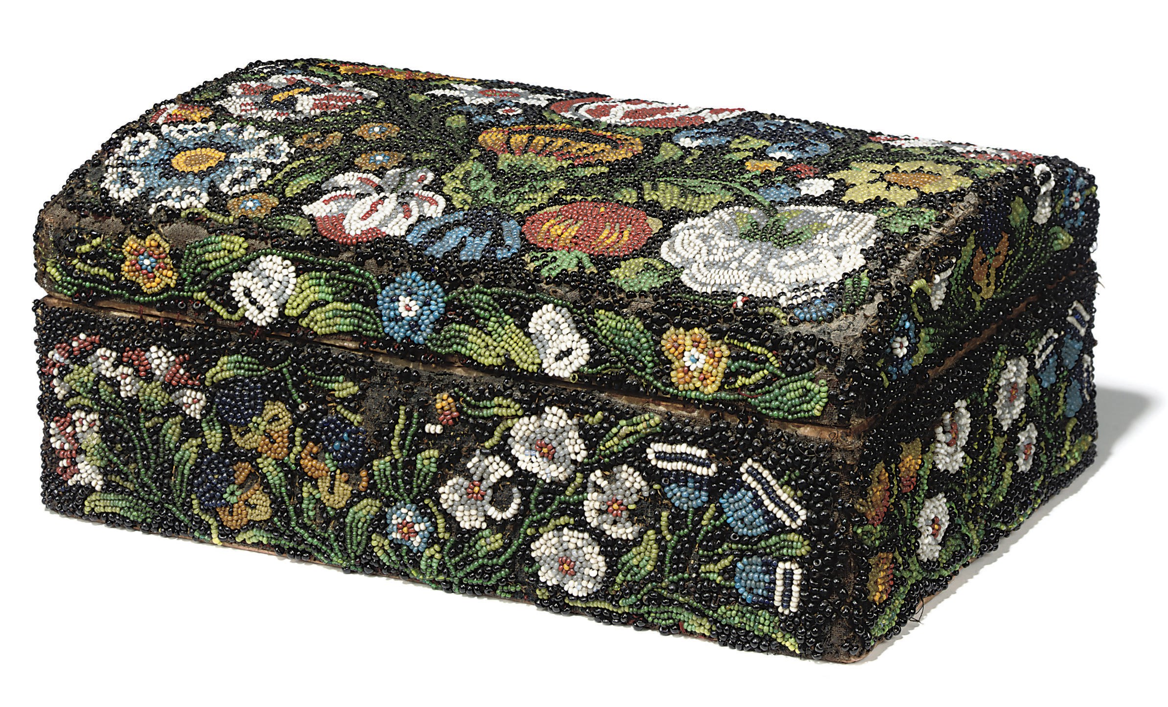 A CHARLES II BEADWORK CASKET