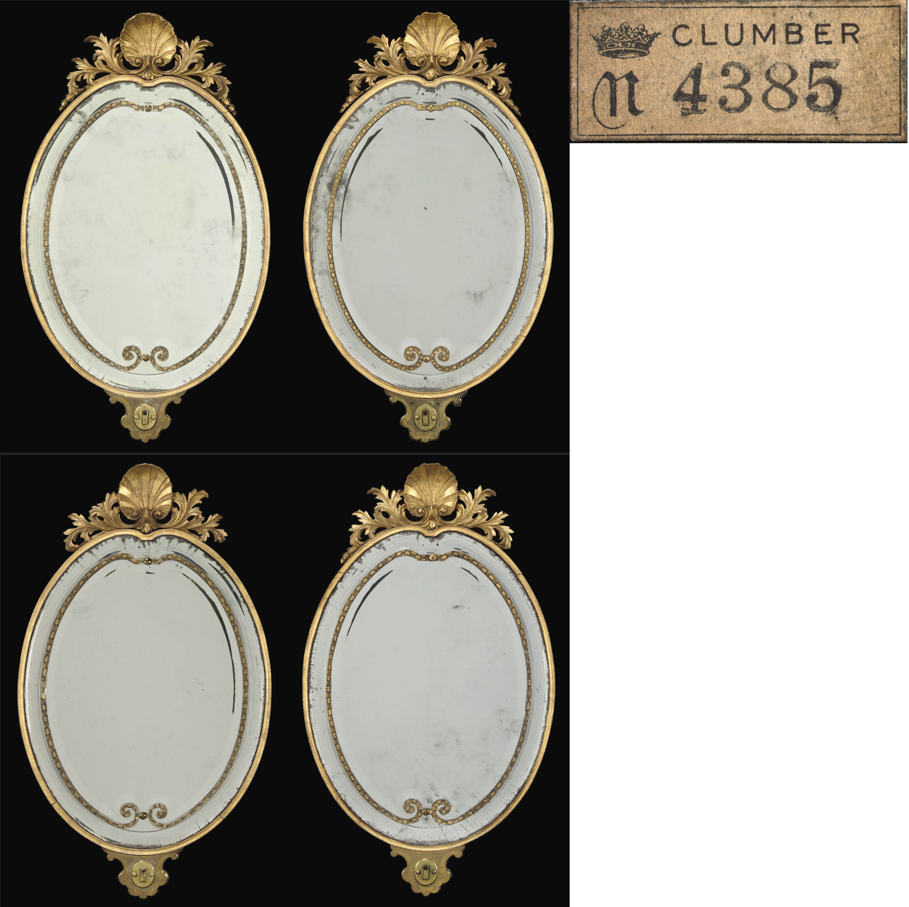 A SET OF FOUR QUEEN ANNE GILT-GESSO SCONCES