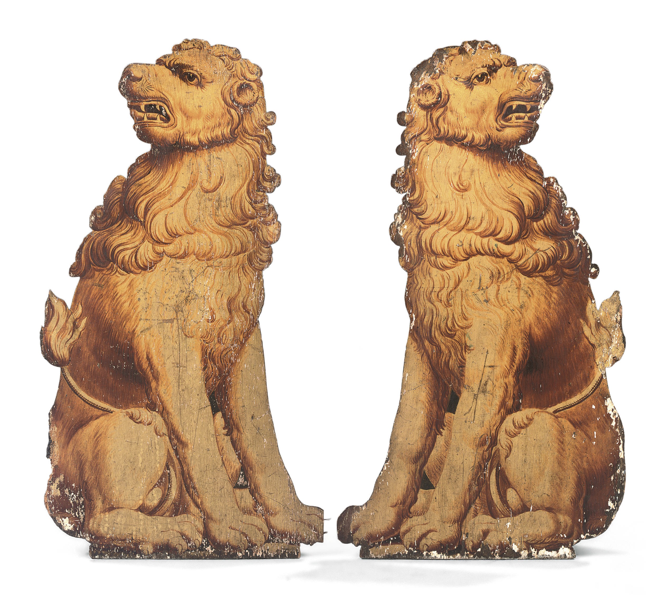 A PAIR OF WILLIAM III POLYCHROME DECORATED DUMMY BOARDS