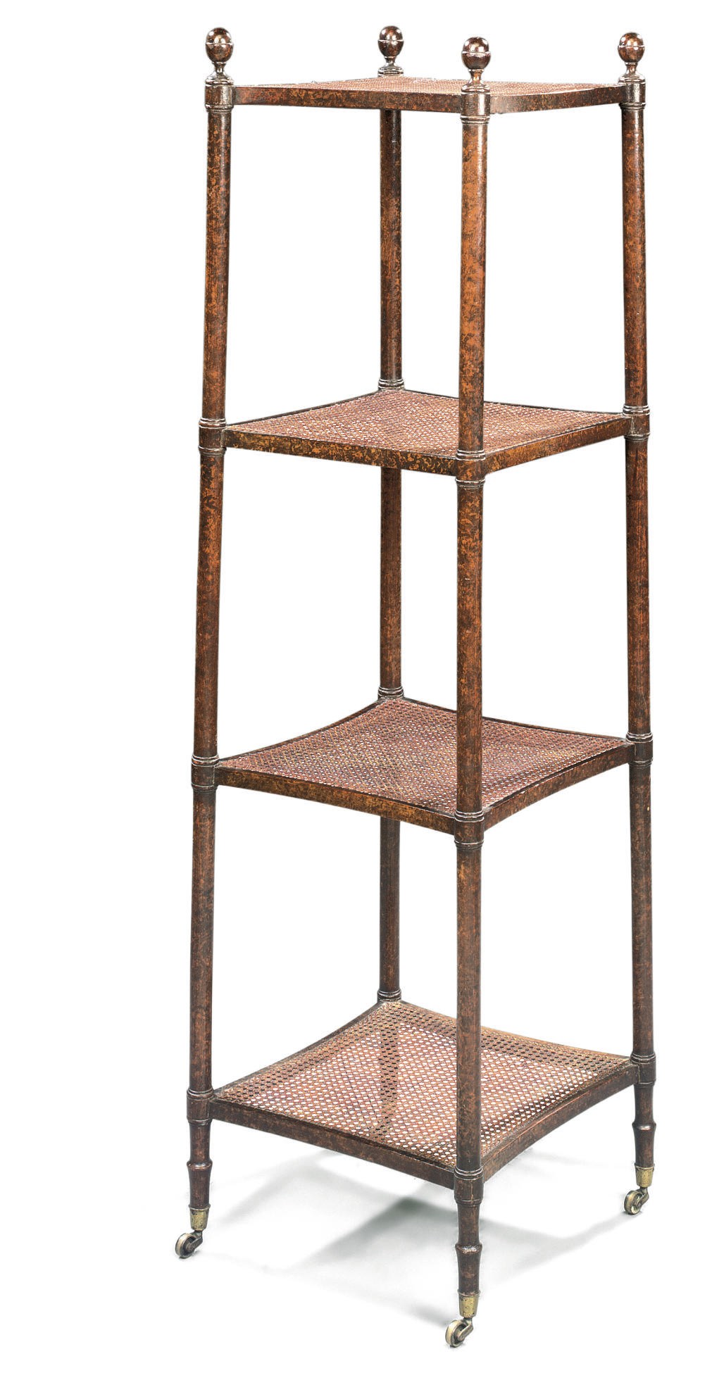 A GEORGE III GRAINED FOUR-TIER WHATNOT