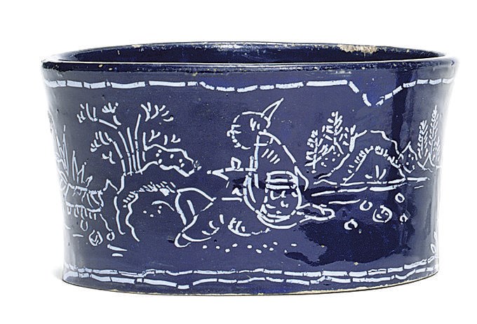 A LONDON DELFT BLEU PERSAN OVAL POTTING POT