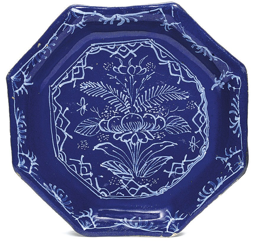 A LONDON DELFT BLEU PERSAN OCTAGONAL PLATE