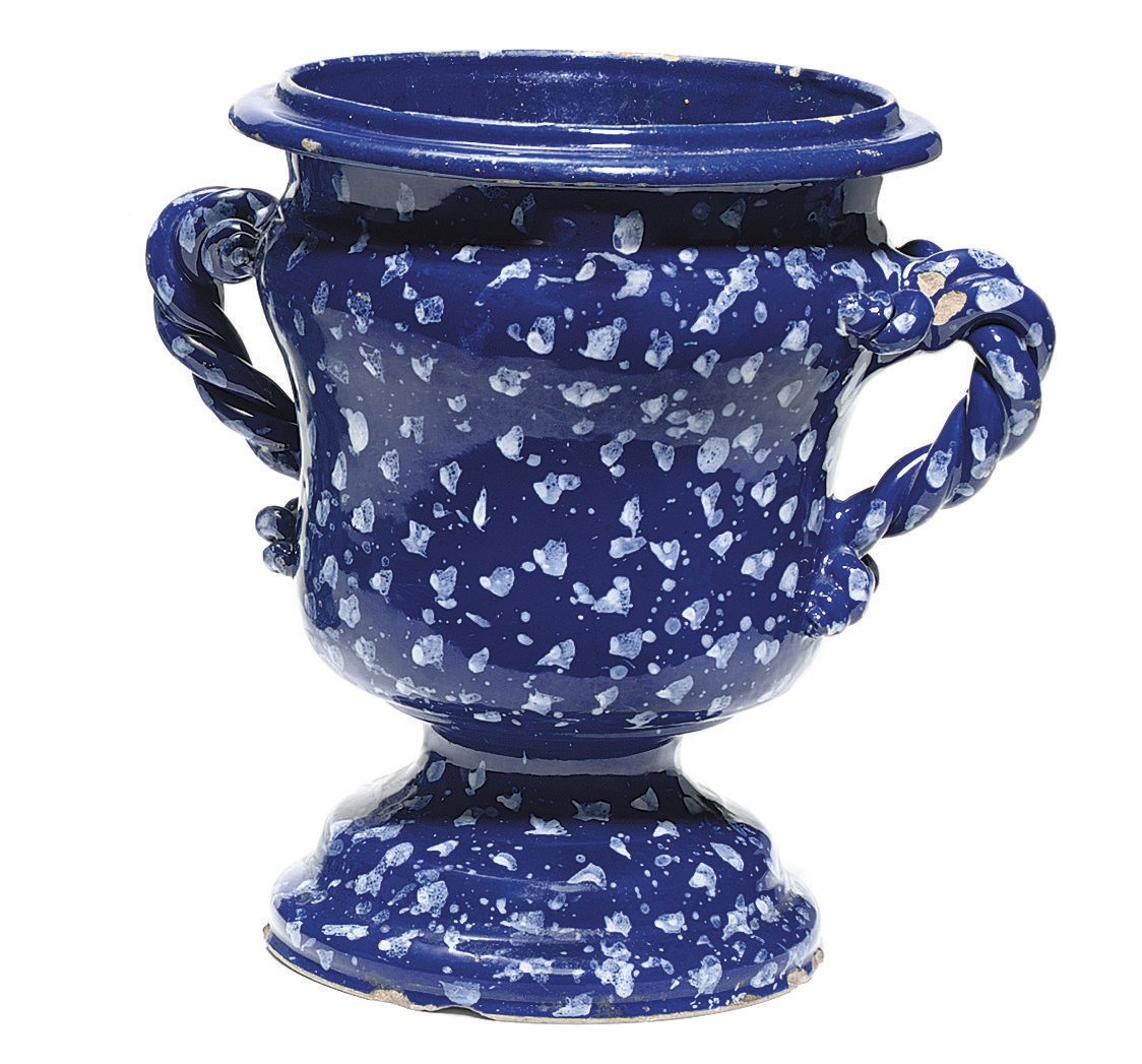 A LONDON DELFT BLEU PERSAN TWO-HANDLED CAMPANA-SHAPED VASE