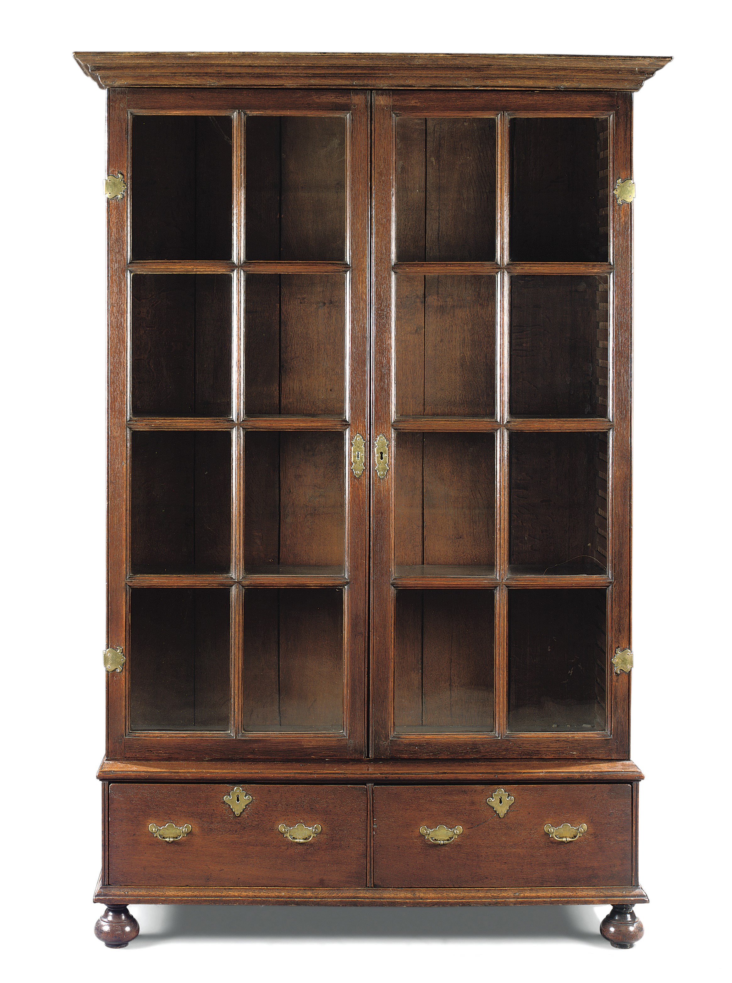 A QUEEN ANNE OAK DISPLAY CABINET