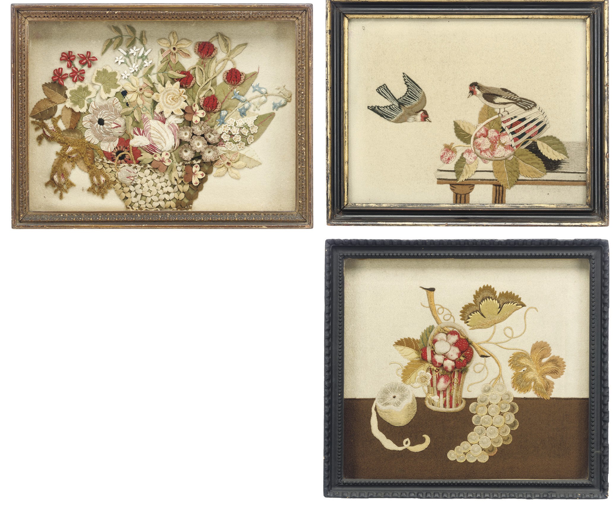THREE ENGLISH FELT-WORK PICTURES