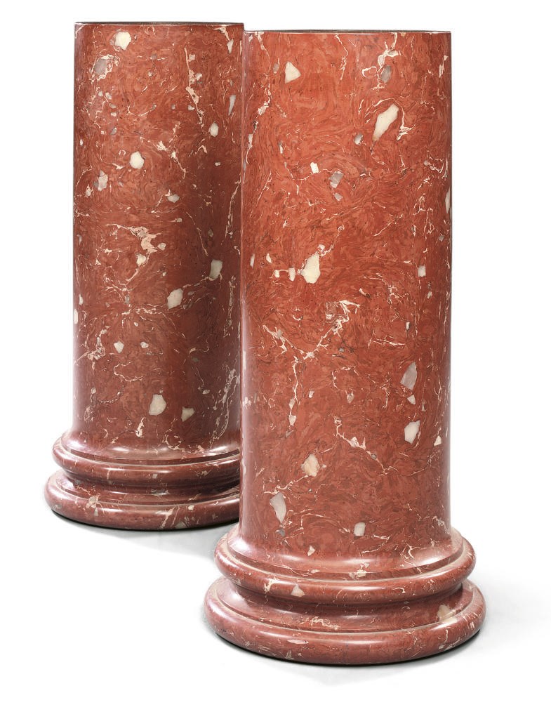 A PAIR OF ITALIAN SCAGLIOLA PEDESTALS