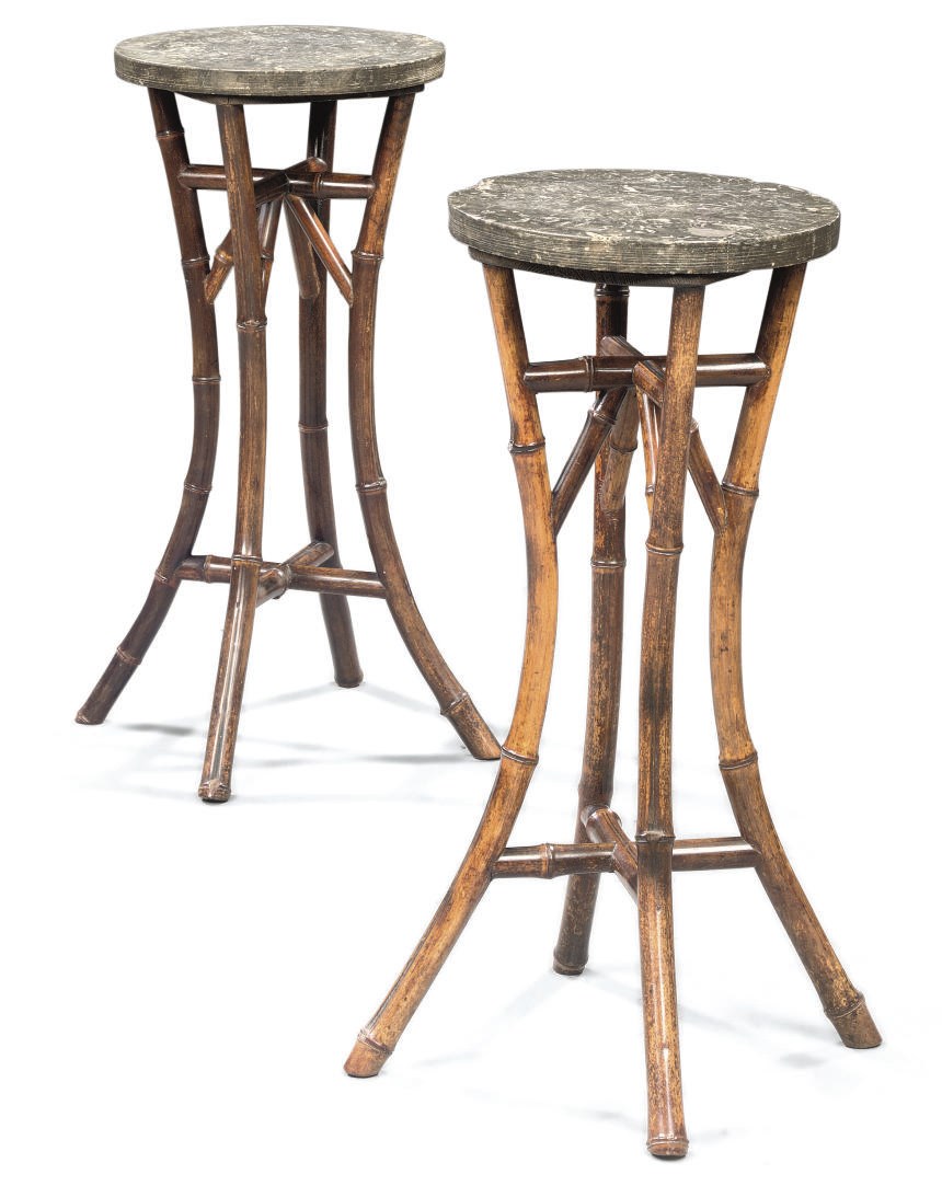 A PAIR OF CHINOISERIE BAMBOO STANDS