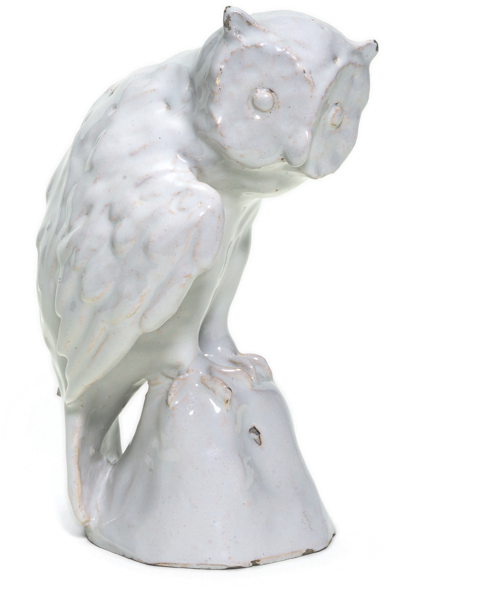 A TIN-GLAZED WHITE MODEL OF A BARN OWL