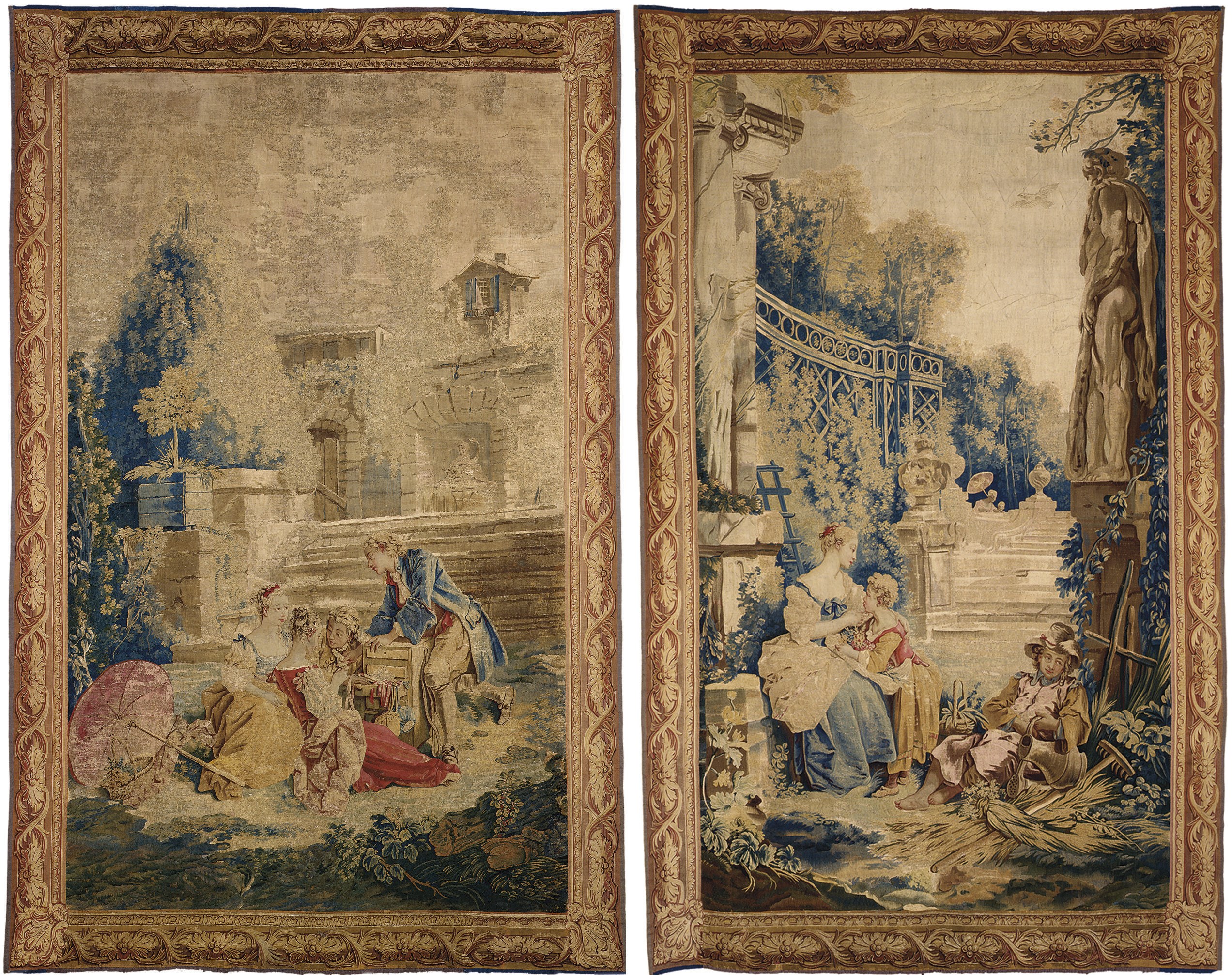 PAIRE DE TAPISSERIES D'EPOQUE LOUIS XV