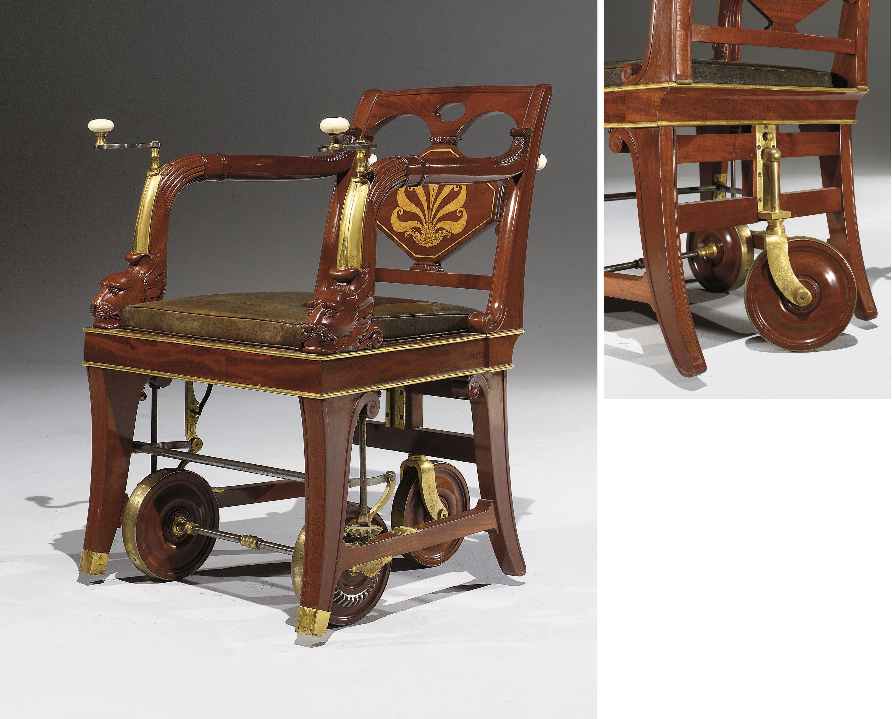 RARE FAUTEUIL DE MALADE D'EPOQUE EMPIRE
