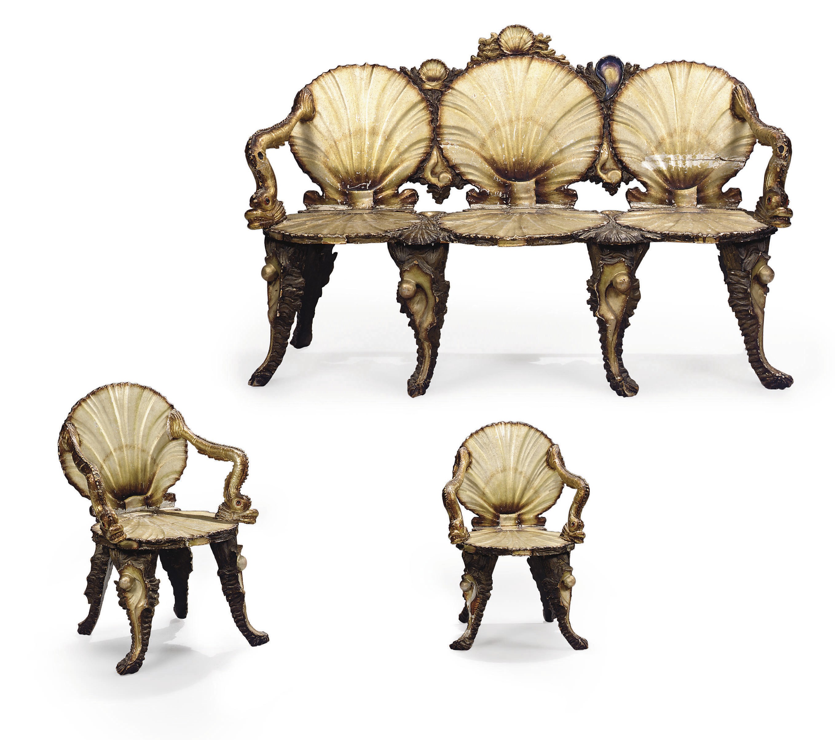CANAPE ET PAIRE DE FAUTEUILS ITALIENS DE LA DEUXIEME MOITIE DU XIXEME SIECLE