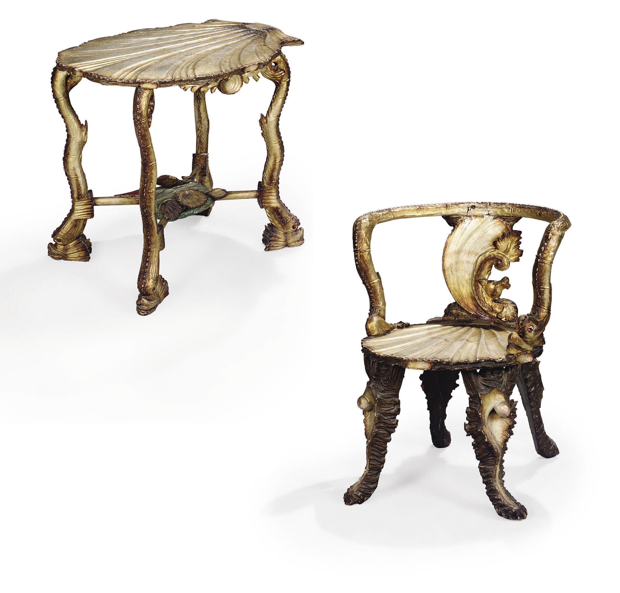 GUERIDON ET FAUTEUIL ITALIENS DU XIXEME SIECLE