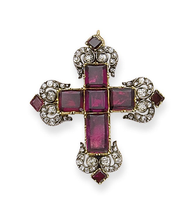 PENDENTIF GRENATS ET DIAMANTS