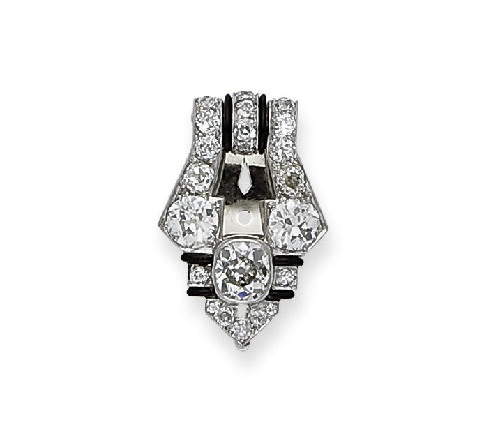 CLIP ART DECO ONYX ET DIAMANTS