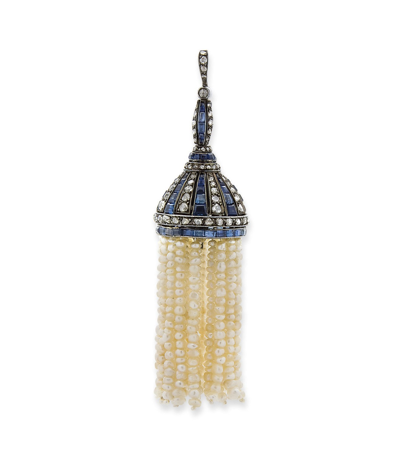 PENDENTIF PERLES, SAPHIRS ET DIAMANTS