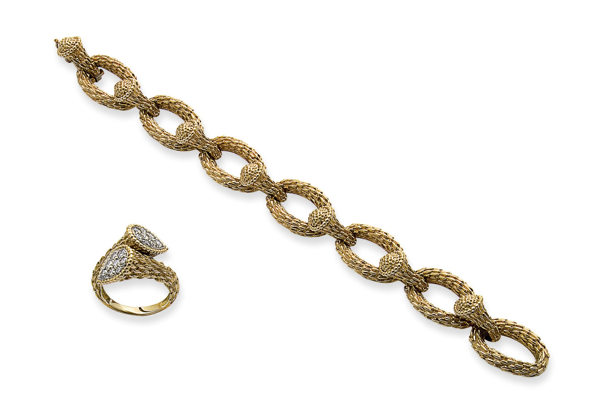 BRACELET OR, PAR BOUCHERON ET BAGUE DIAMANTS
