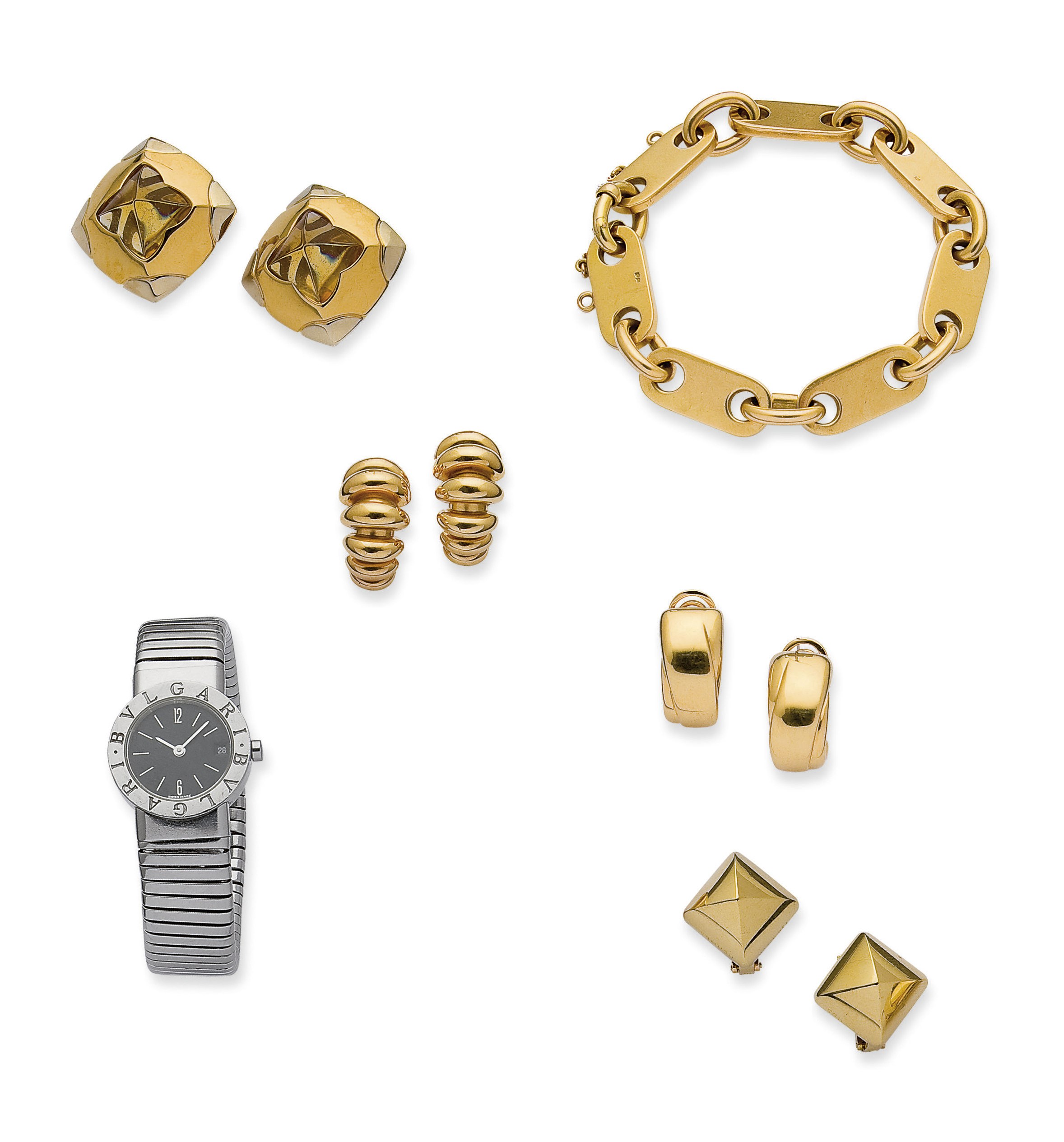 ENSEMBLE DE BIJOUX PAR BULGARI ET HERMES, ET UN BRACELET OR