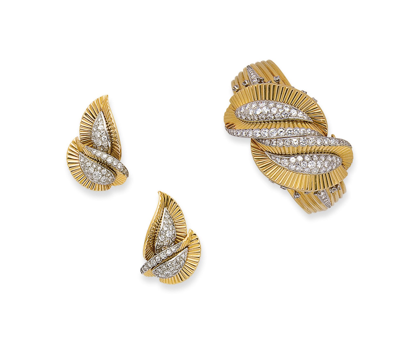 BRACELET ET PAIRE DE BOUCLES D'OREILLES DIAMANTS