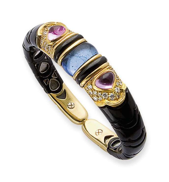 BRACELET PIERRES FINES ET DIAMANTS, PAR MARINA B.