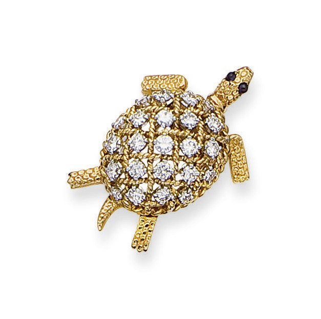 CLIP TORTUE SAPHIRS ET DIAMANTS, PAR CARTIER