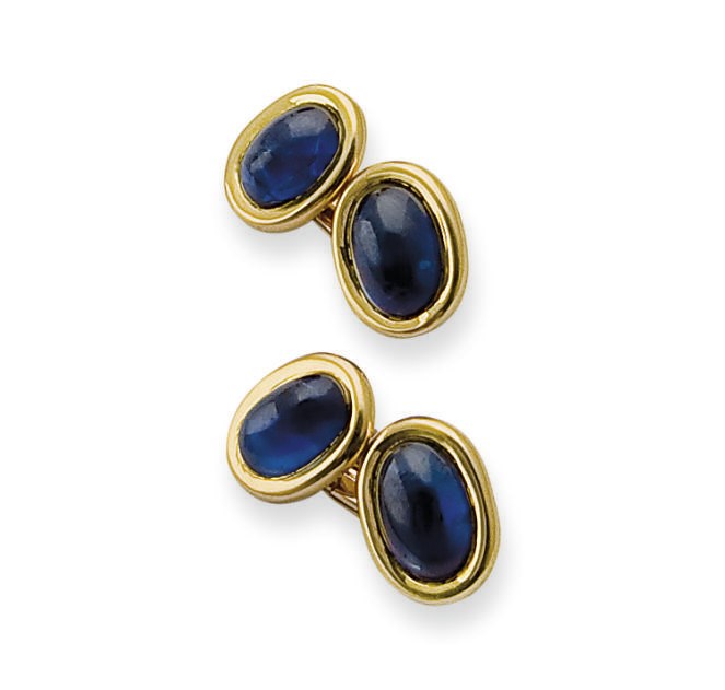 PAIRE DE BOUTONS DE MANCHETTES SAPHIRS, PAR CARTIER