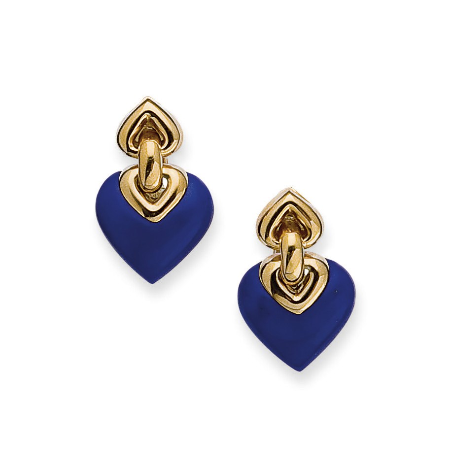 PAIRE DE CLIPS D'OREILLES LAPIS LAZULI, PAR BULGARI