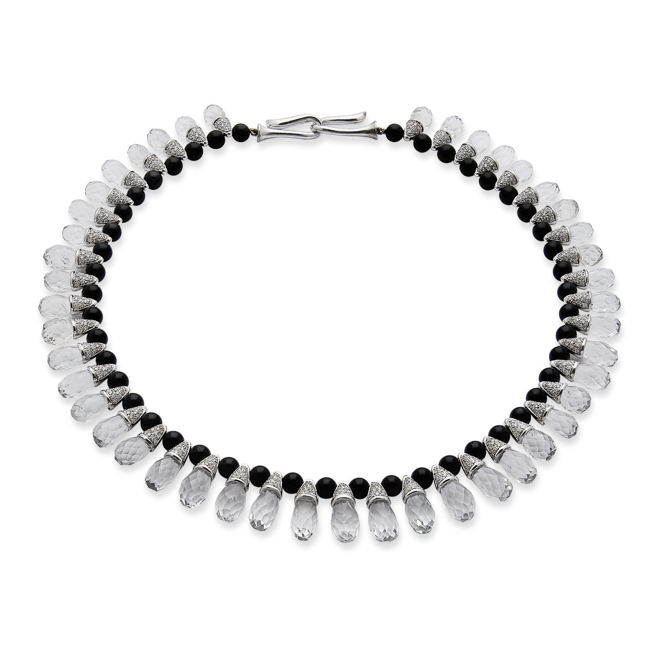 COLLIER CRISTAL DE ROCHE, ONYX ET DIAMANTS, PAR MAUBOUSSIN