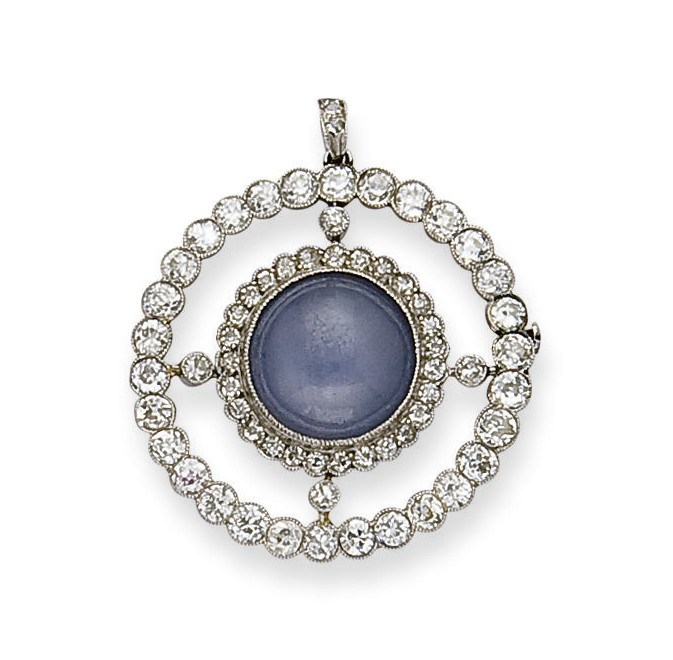 BROCHE SAPHIR ET DIAMANTS
