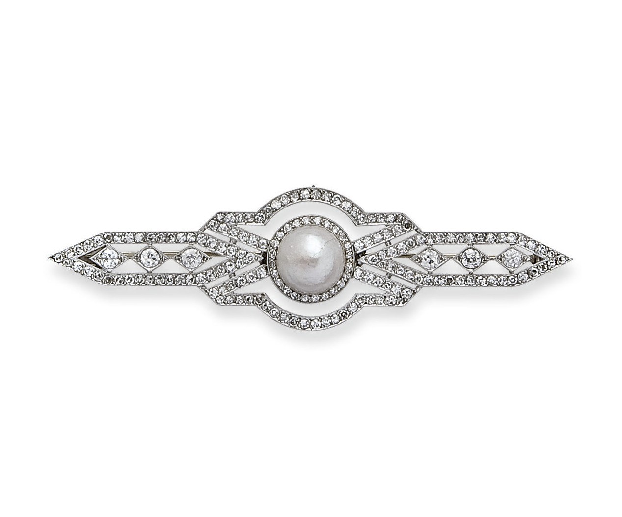 BROCHE PERLE ET DIAMANTS