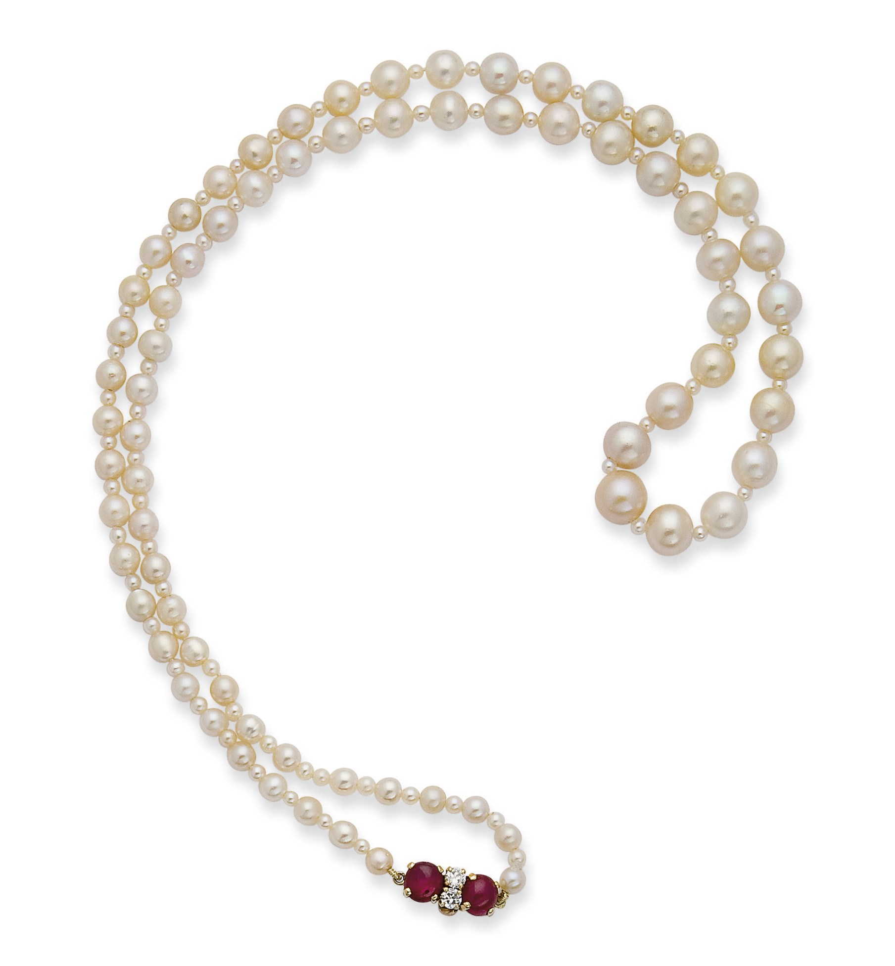 COLLIER PERLES, RUBIS ET DIAMANTS