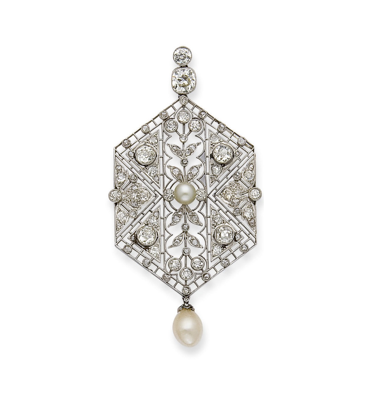 PENDENTIF PERLES ET DIAMANTS