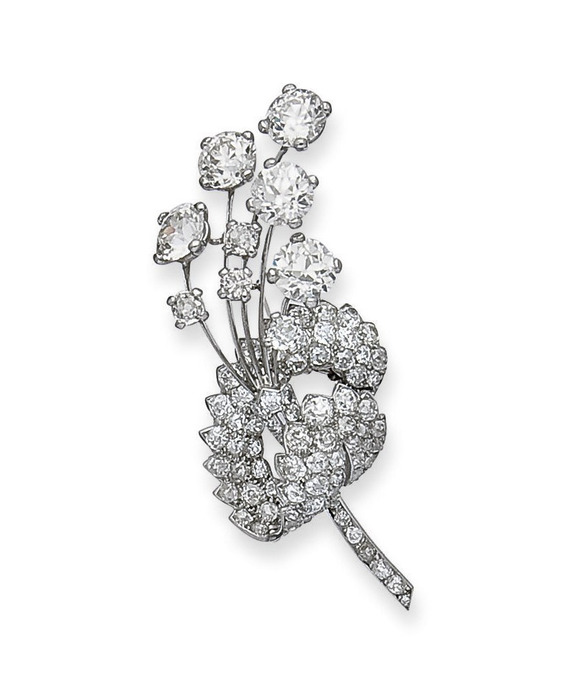 BROCHE DIAMANTS, MONTEE PAR CARTIER