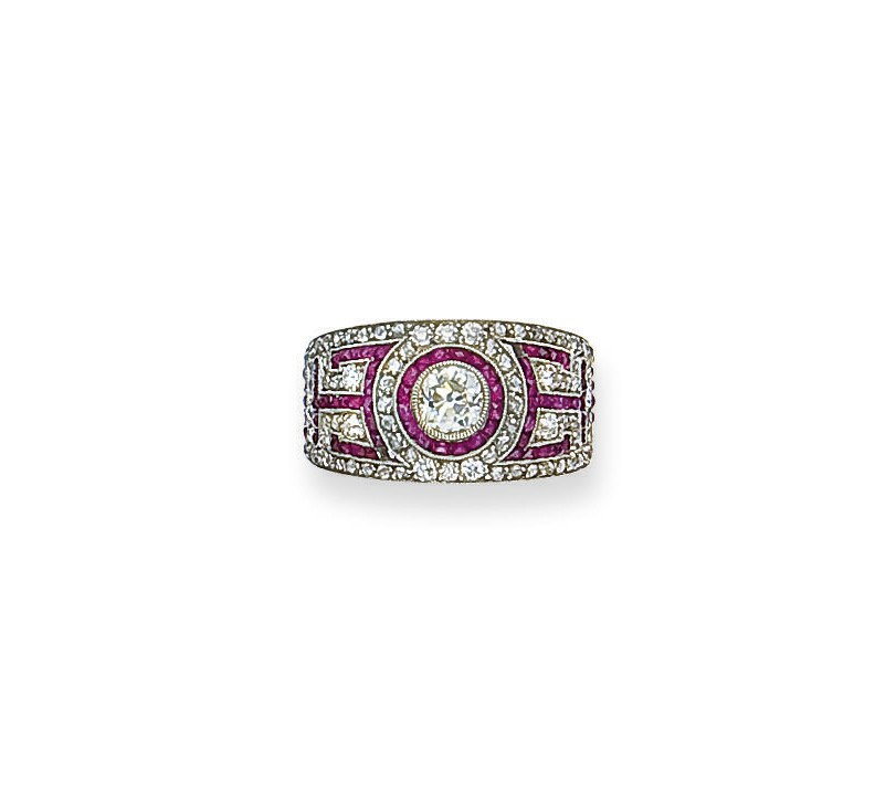 BAGUE ART DECO RUBIS ET DIAMANTS