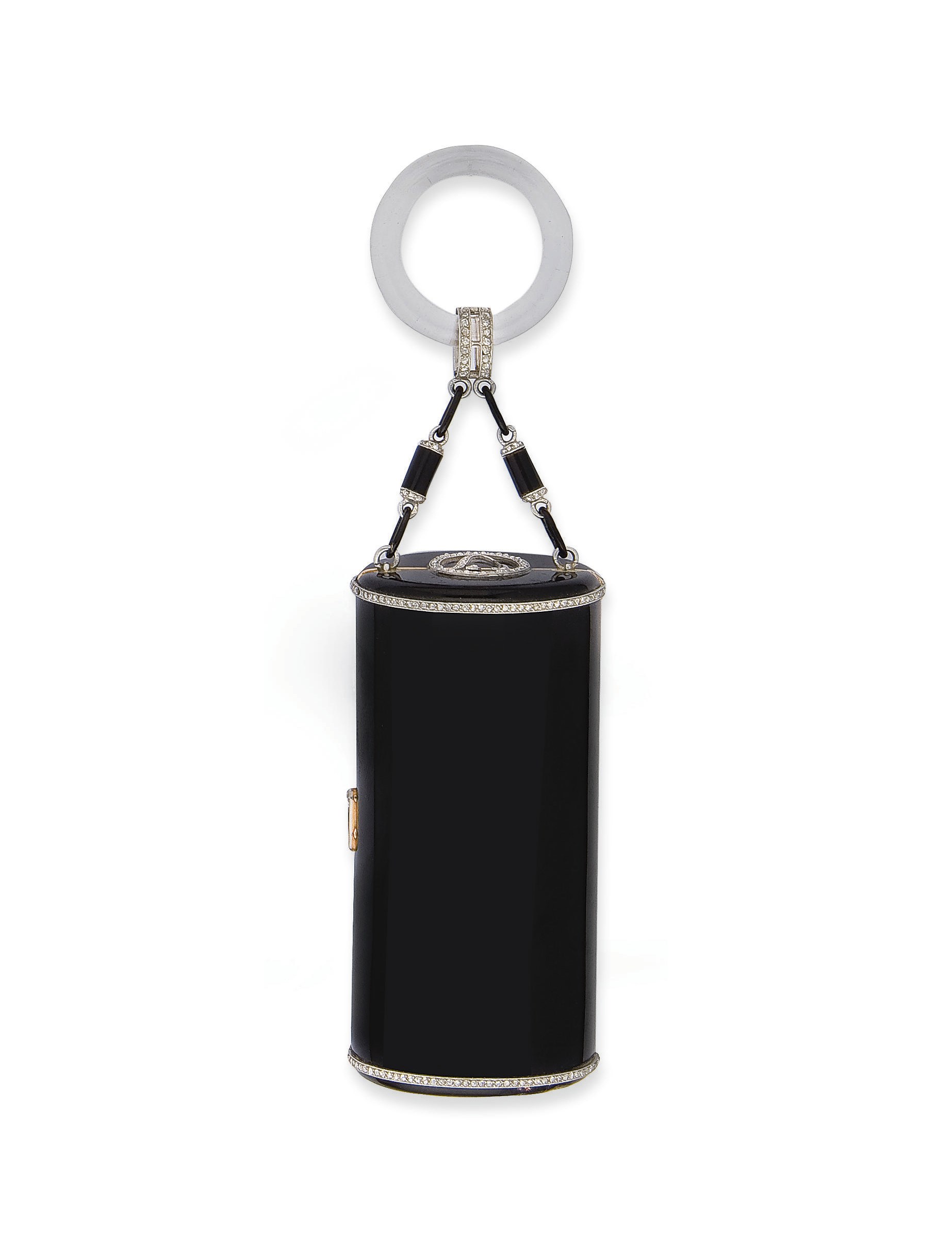 NECESSAIRE ART DECO ONYX, CRISTAL DE ROCHE ET DIAMANTS, PAR CARTIER