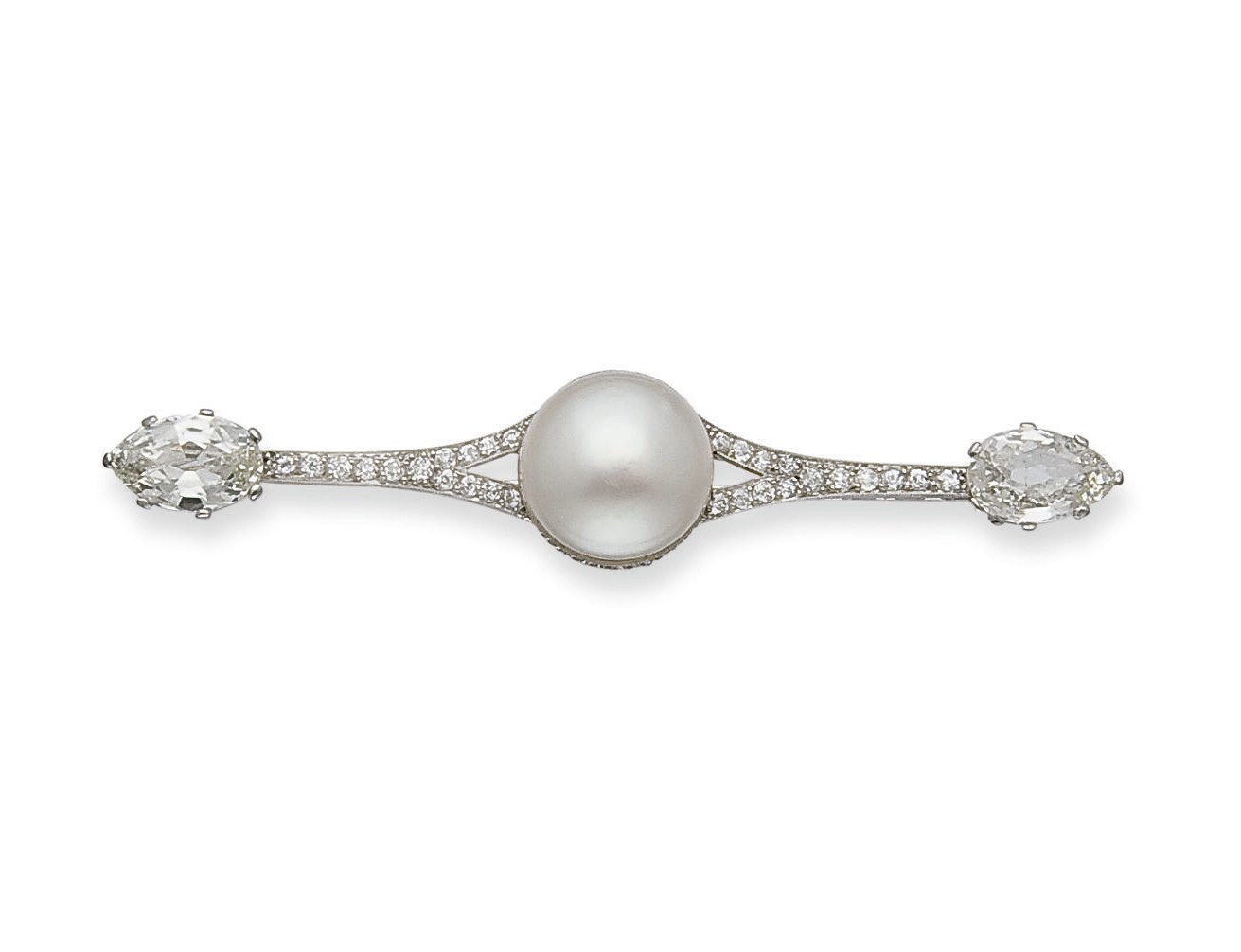BROCHE DIAMANTS ET PERLE