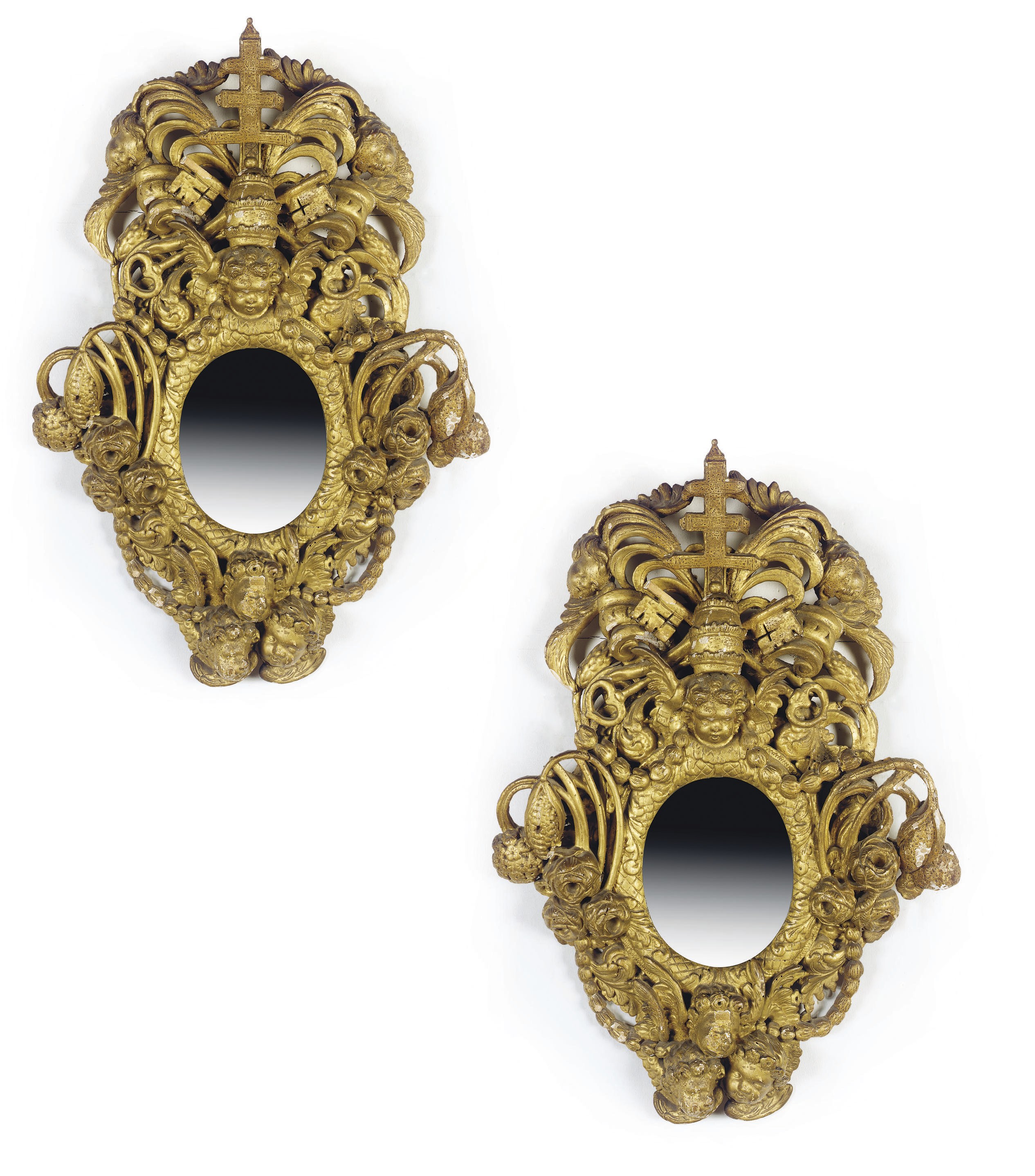 PAIRE DE MIROIRS ITALIENS DU XVIIEME SIECLE