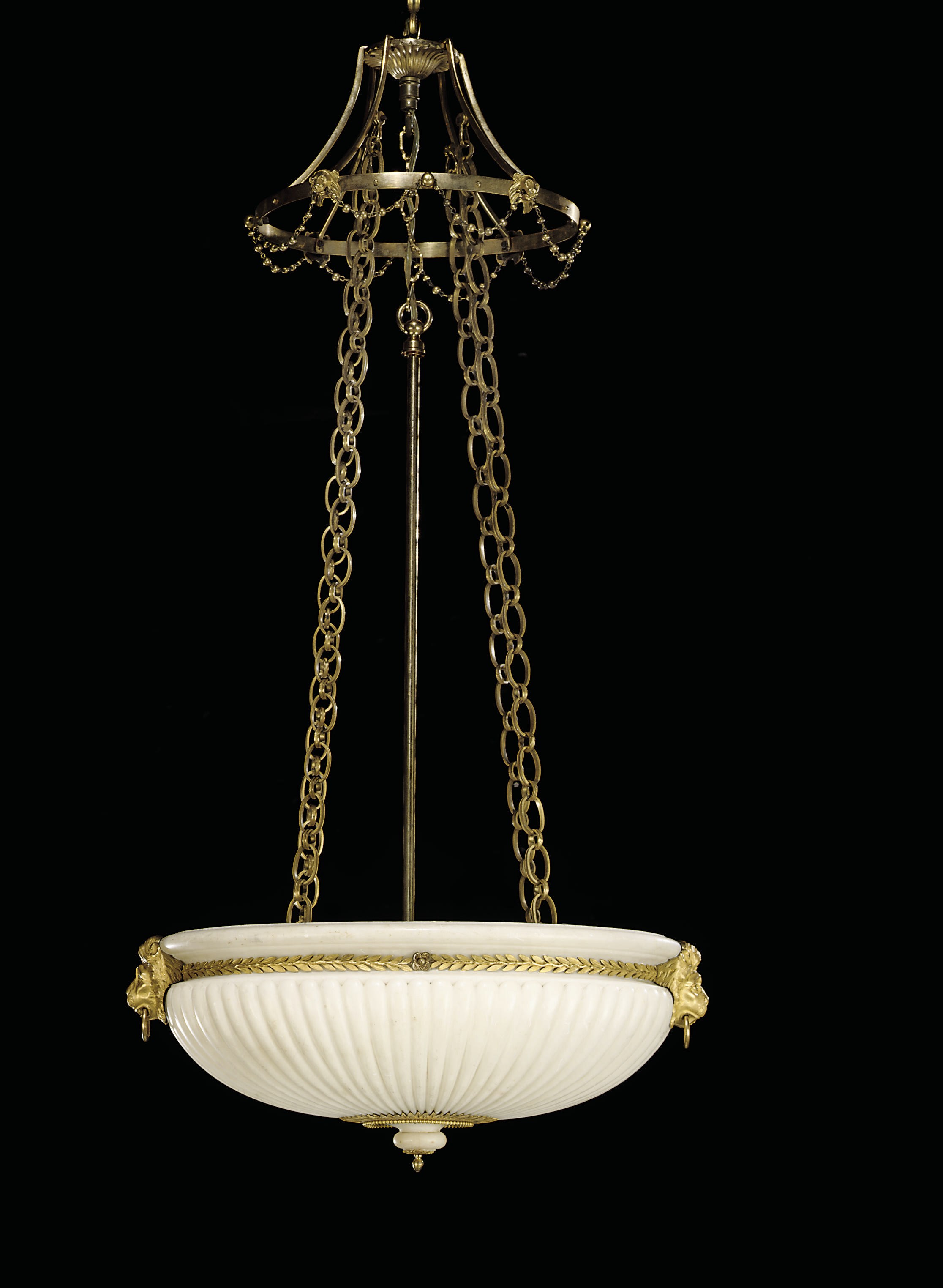 AN ITALIAN ORMOLU-MOUNTED ALABASTER LANTERN