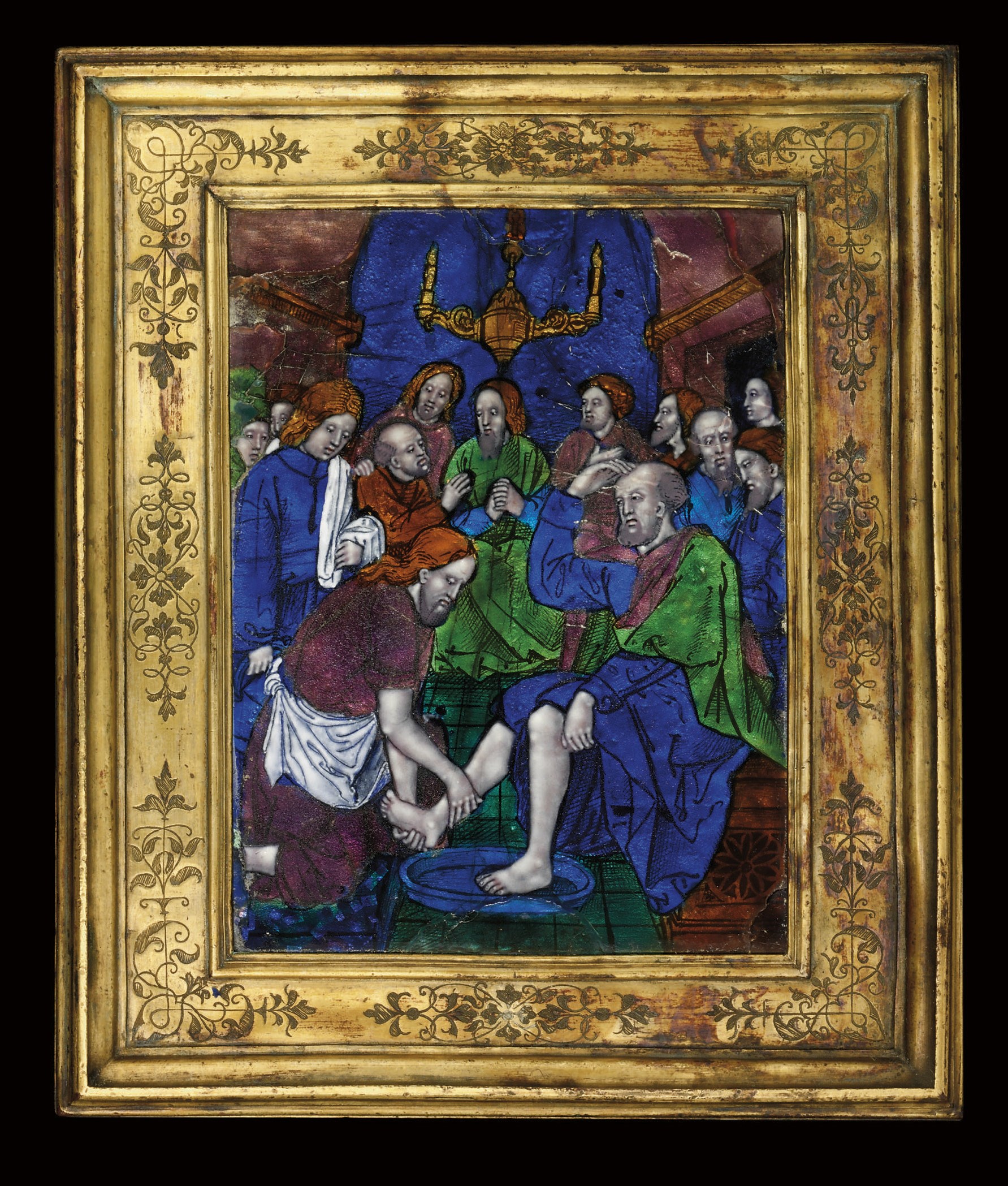 A RECTANGULAR ENAMEL PLAQUE OF CHRIST WASHING THE DISCIPLES' FEET