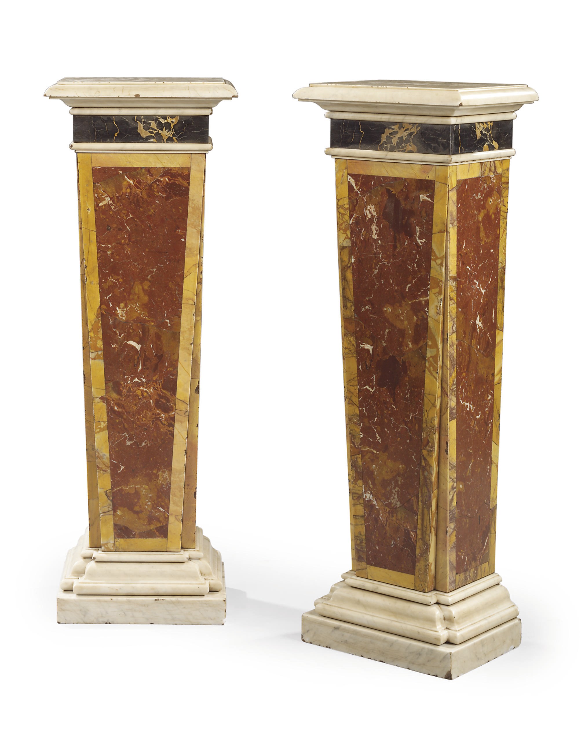 A PAIR OF RECTANGULAR MARBLE-VENEERED PEDESTALS