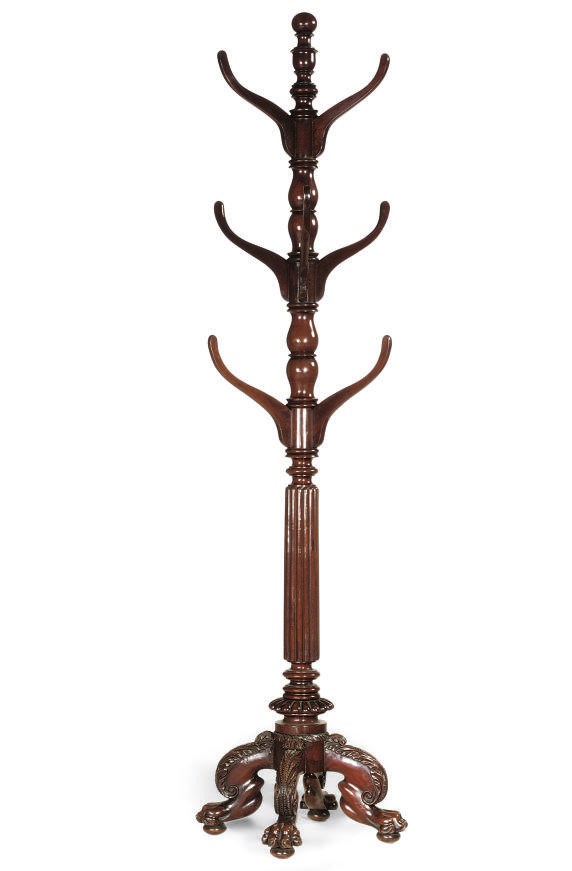 A MAHOGANY EIGHT BRANCH COAT STAND