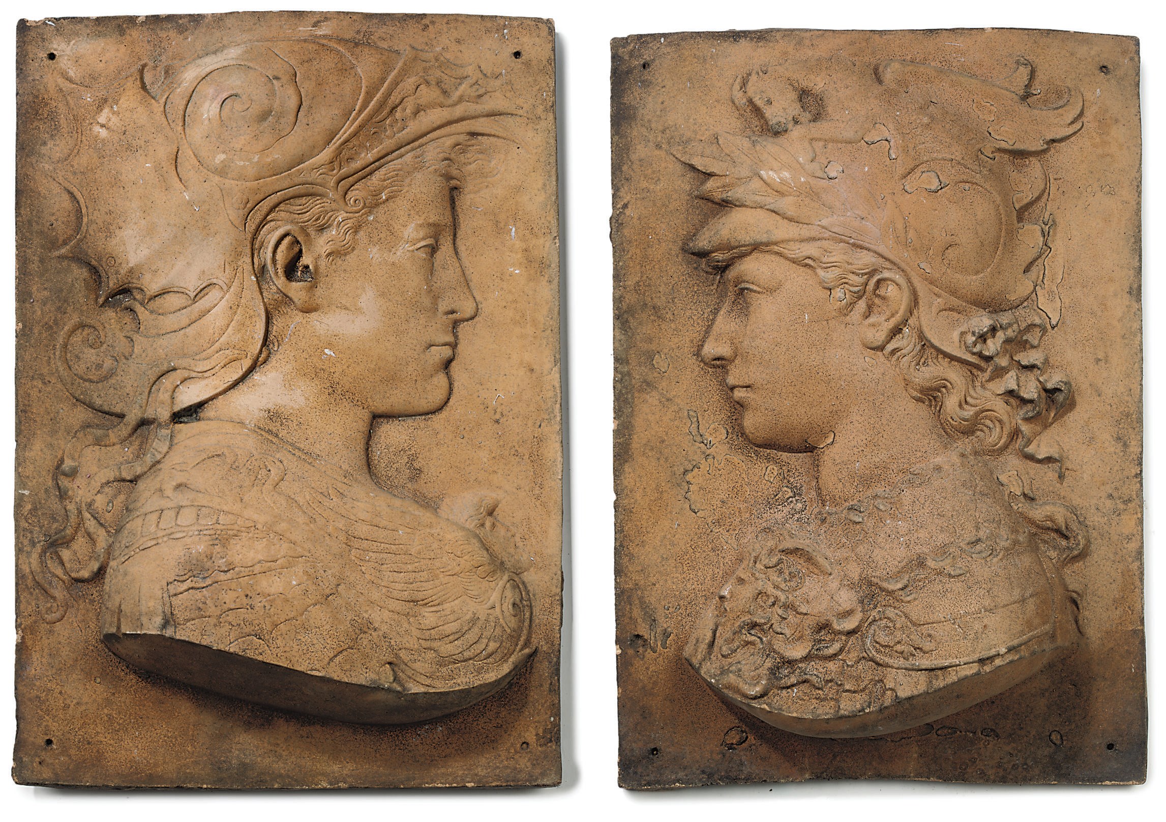 A PAIR OF FRENCH TERRACOTTA RELIEF PANELS