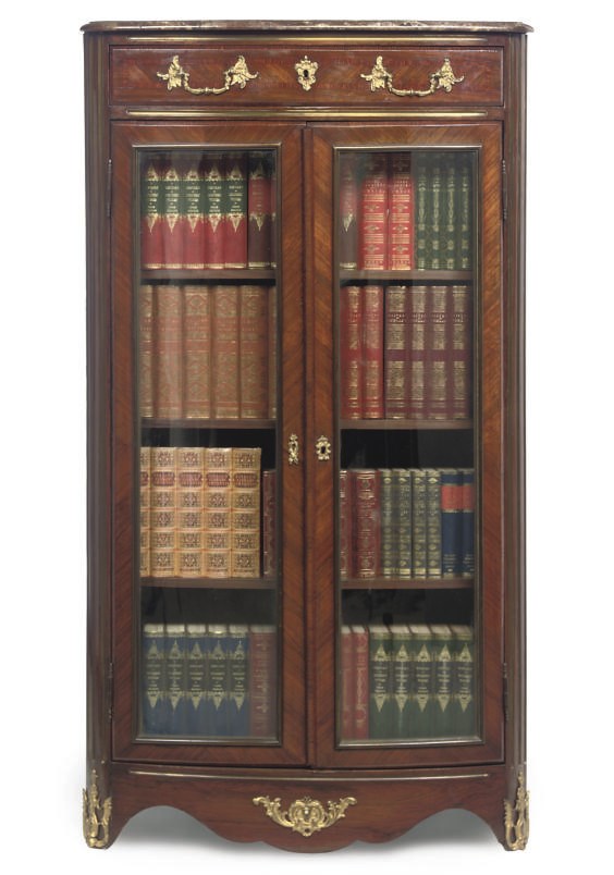 A BRASS AND GILT-METAL MOUNTED KINGWOOD BIBLIOTHEQUE