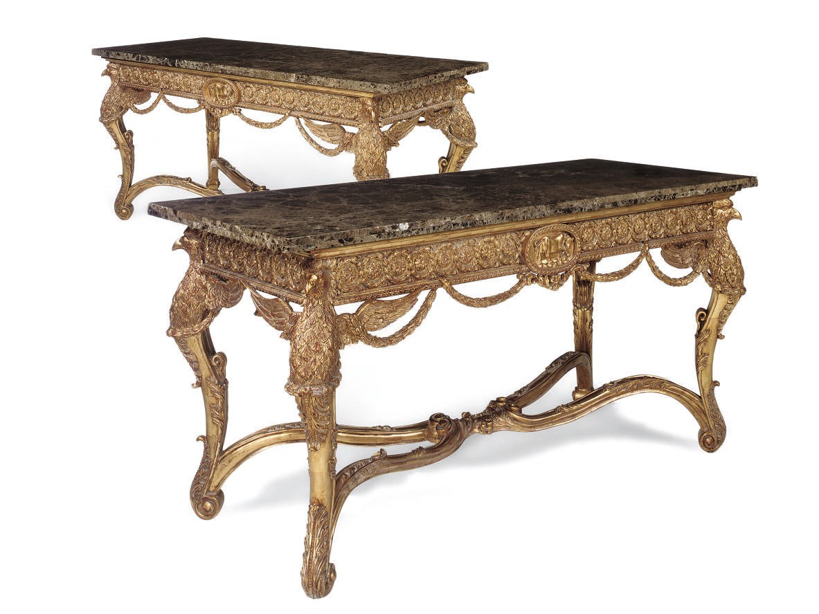 A PAIR OF GILTWOOD CONSOLE TABLES