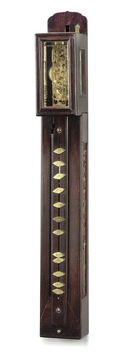 A Japanese hardwood striking shaku-dokei (pillar clock)